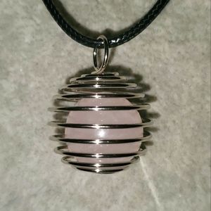 Pink Crystal Ball Charm Necklace New handmade jewelry